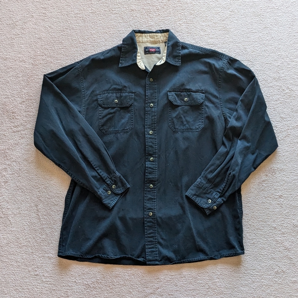Wrangler black 100% cotton men's button up, size L